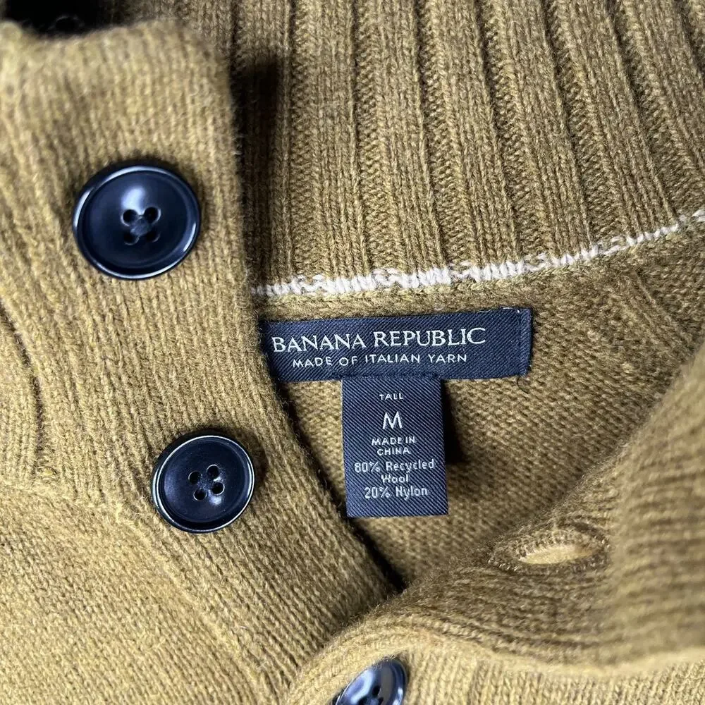 Banana Republic Italian Yarm Knit Sweater Mens Medium Tall Casual Brown Wool